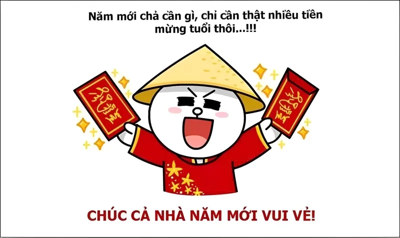 Ảnh tết 2024 meme cực kỳ dễ thương, gợi lên những kỷ niệm đẹp trong dịp Tết.