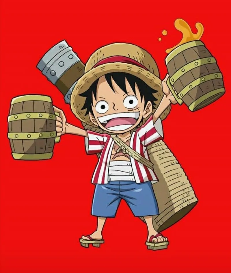 Hình nền Luffy gear 5 kết hợp thần mặt trời Nika đầy lôi cuốn.