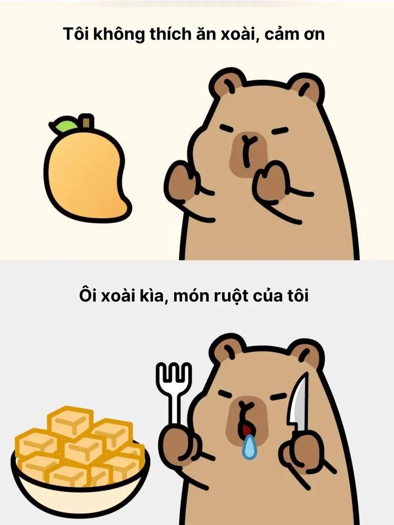 Capybara meme cartoon tái hiện sự dễ thương trong hình ảnh hoạt hình.