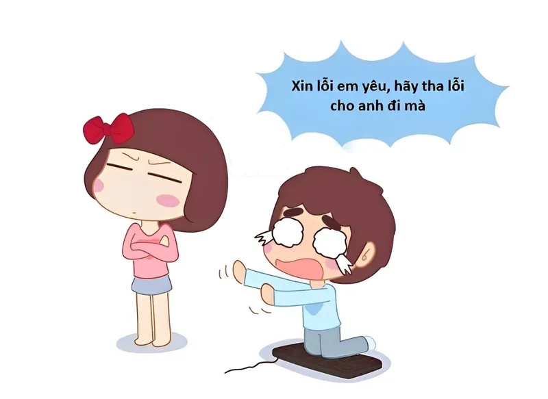 Meme “xin lỗi” với cách diễn đạt ngọt ngào và hài hước.