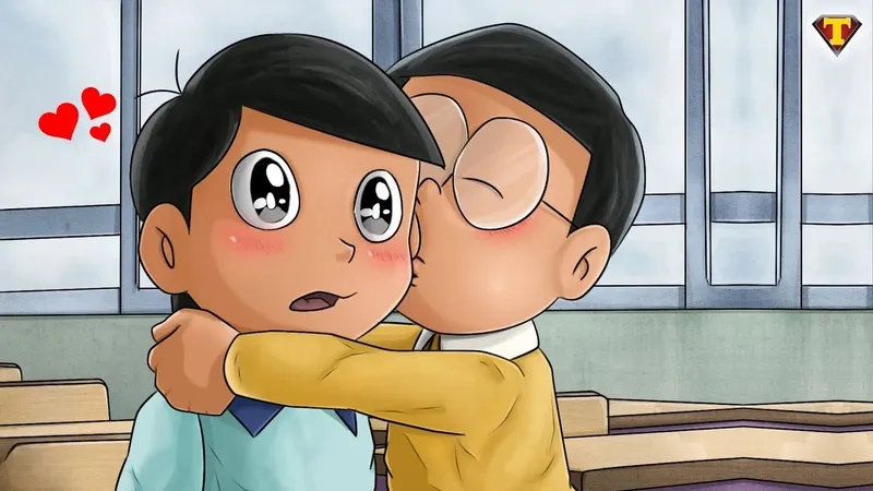 Hình nobita và doraemon cute, thể hiện tình bạn đáng yêu trong thế giới hoạt hình.