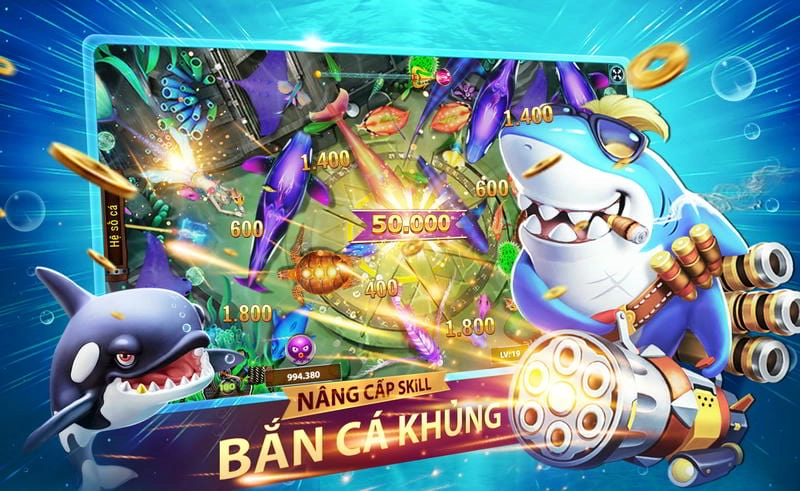  Hình ảnh giao diện Bắn Cá XOCDIA88 cổ điển với những chú cá nhỏ đầy màu sắc bơi lội.