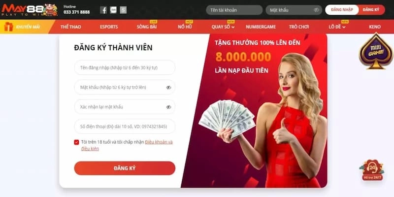 Tạo tài khoản chính thức May88 để tham gia các sảnh cá cược