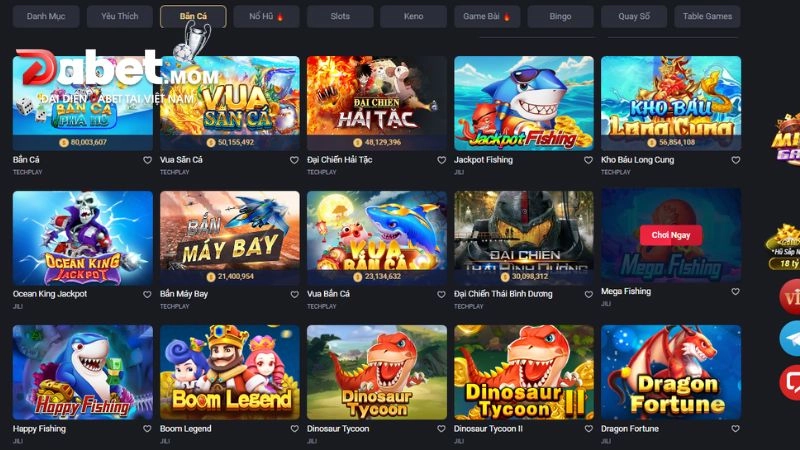 Điểm danh những tựa game săn cá hot tại bắn cá Dabet