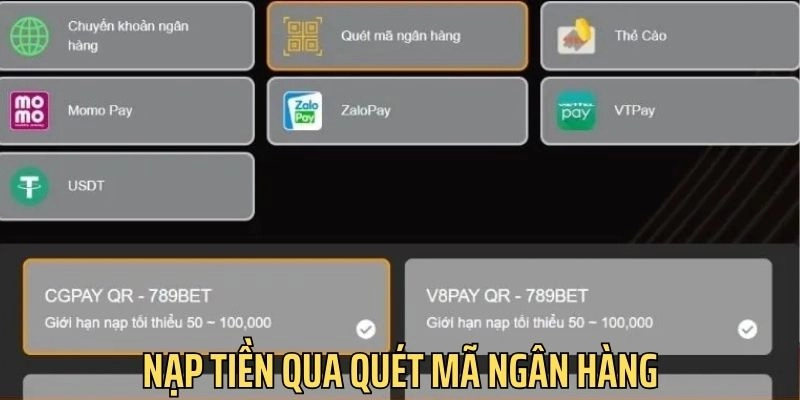 Nạp tiền qua quét mã ngân hàng cực dễ