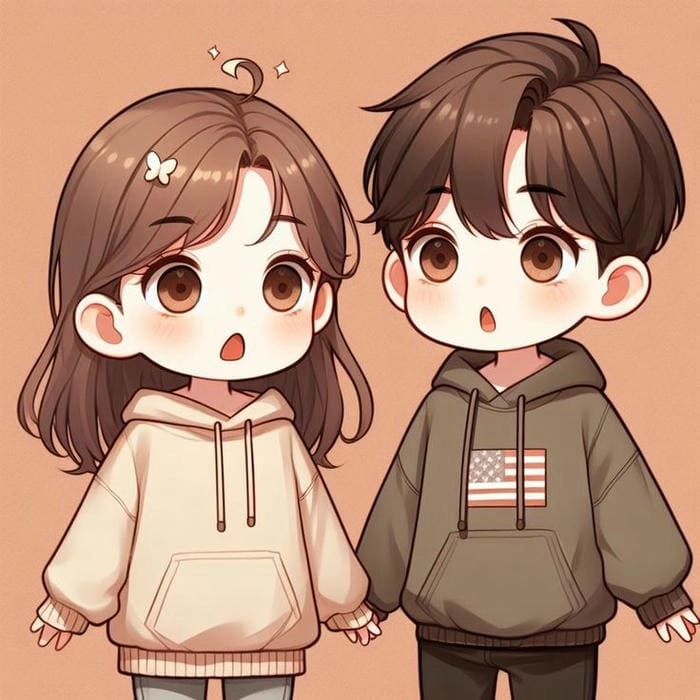 Avatar cute đôi chibi dành cho cặp đôi yêu thích sự ngộ nghĩnh đáng yêu