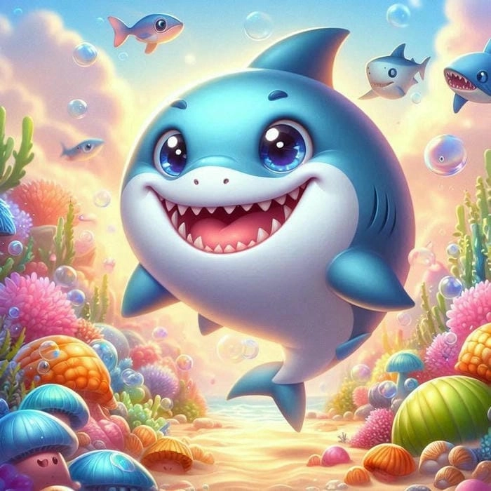 Tự tay vẽ cá mập chibi đơn giản dễ thương