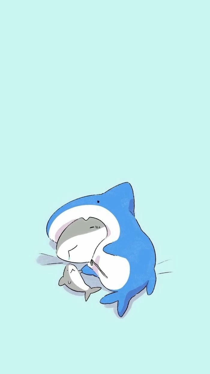 Cài đặt hình nền cá mập chibi đáng yêu