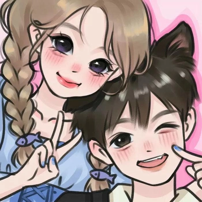 Chìm đắm trong hình cặp đôi chibi cute