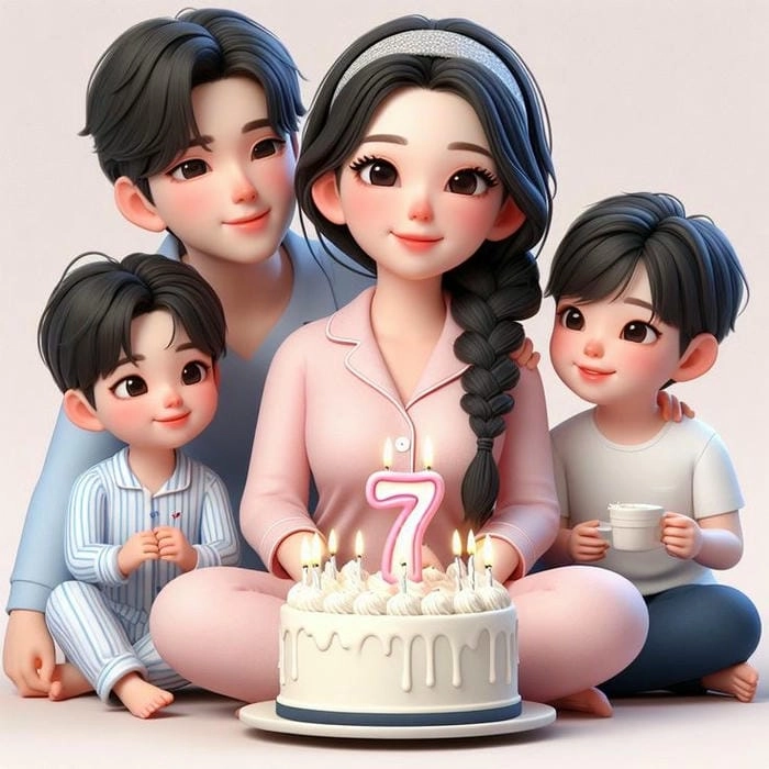 Mẫu hoạt hình ngộ nghĩnh Gia đình chibi