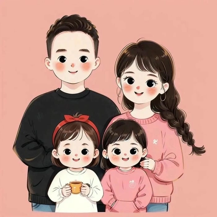 Bức tranh nghệ thuật của Gia đình chibi