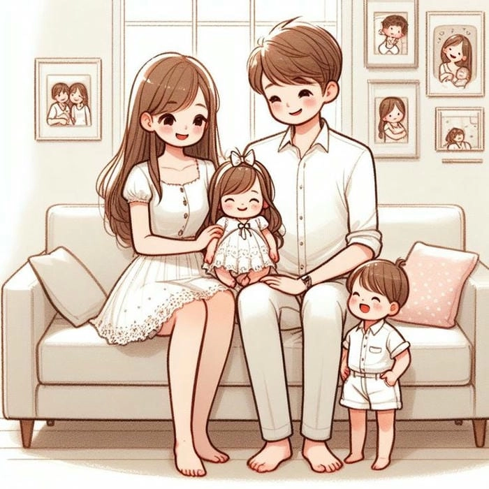 Làm mới điện thoại bằng ảnh Gia đình chibi