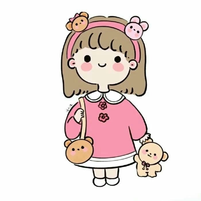 Hình ảnh chibi nữ cute màu hồng rực rỡ như nàng công chúa