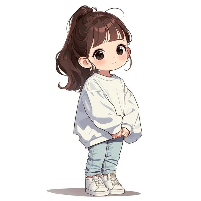 Hình ảnh chibi nữ cute học sinh tinh nghịch và đáng yêu