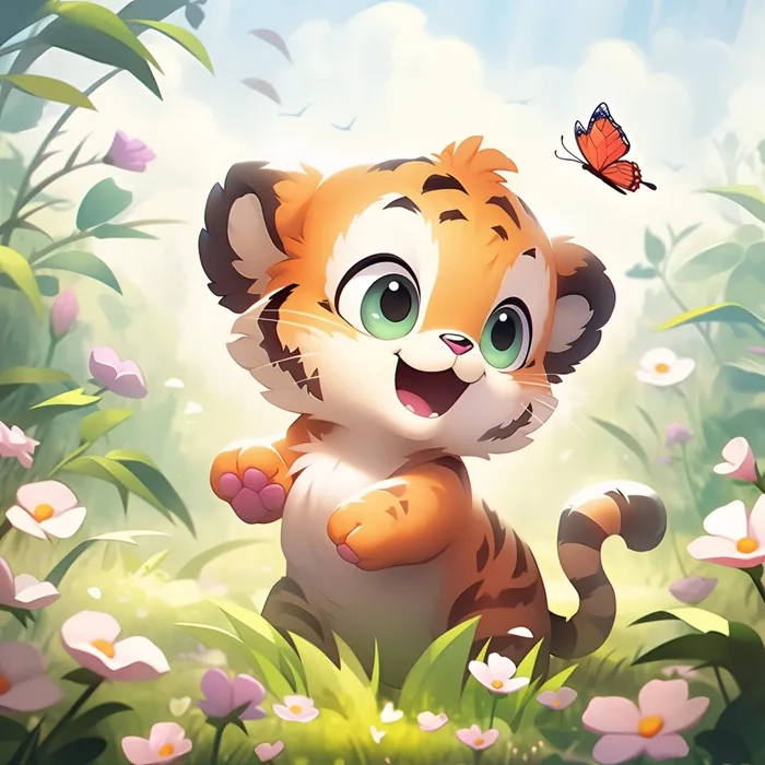 Tham khảo ngay hình nền con hổ chibi độc đáo