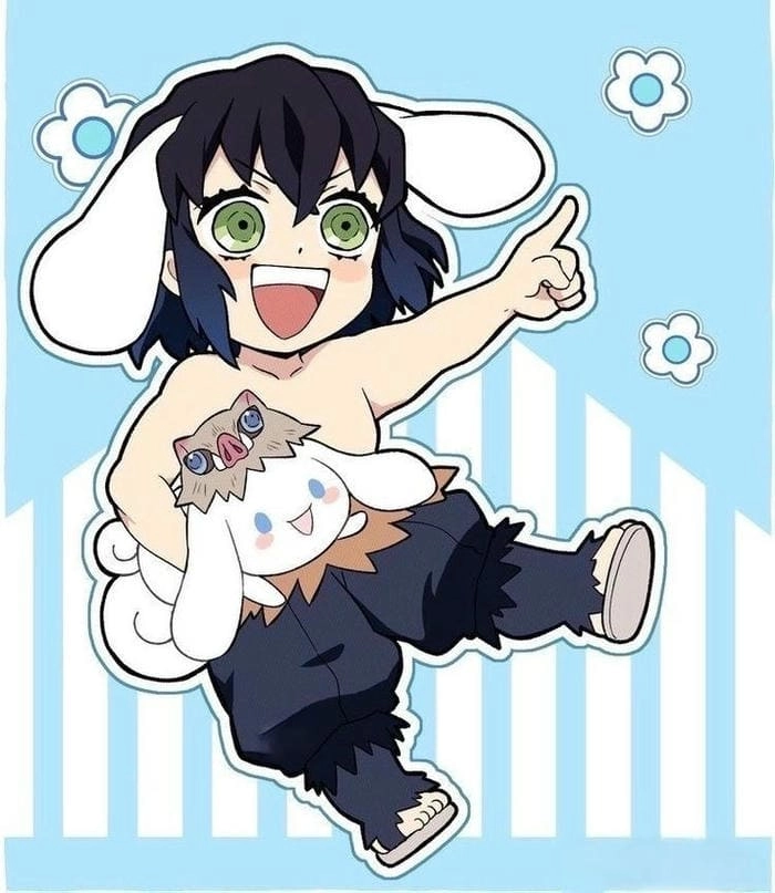 Fanart dễ thương inosuke chibi và aoi