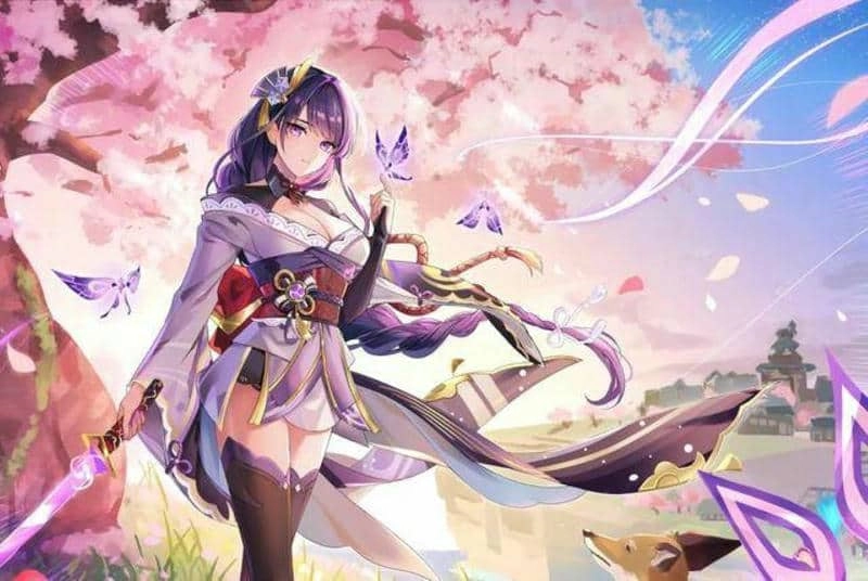 Ảnh nền raiden shogun chibi transparent đẹp