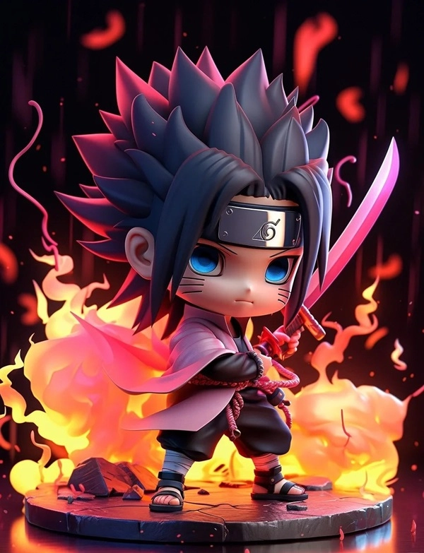 Sasuke chibi naruto thân thiết trong từng nét vẽ