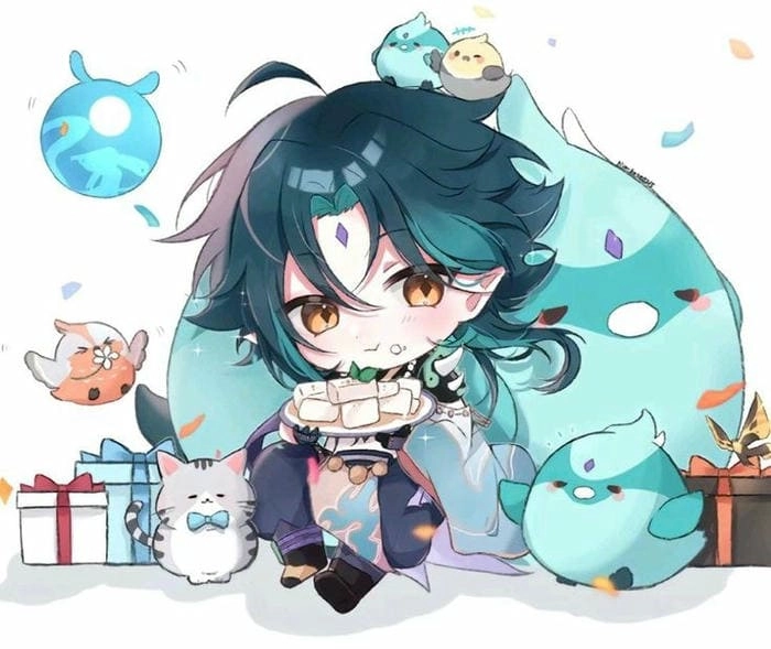 Dán liền tay sticker xiao chibi cute ngất