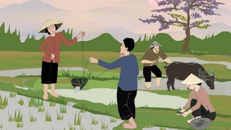 Ý nghĩa của bài ca dao hôm qua tát nước đầu đình