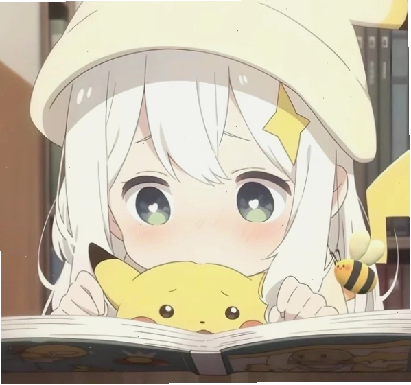 Ảnh chibi cute nữ với mái tóc hồng và đôi mắt to tròn