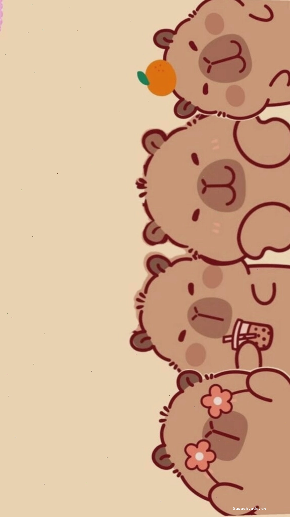 Ảnh đại diện hài hước hình Capybara xếp hàng vô tri đáng yêu