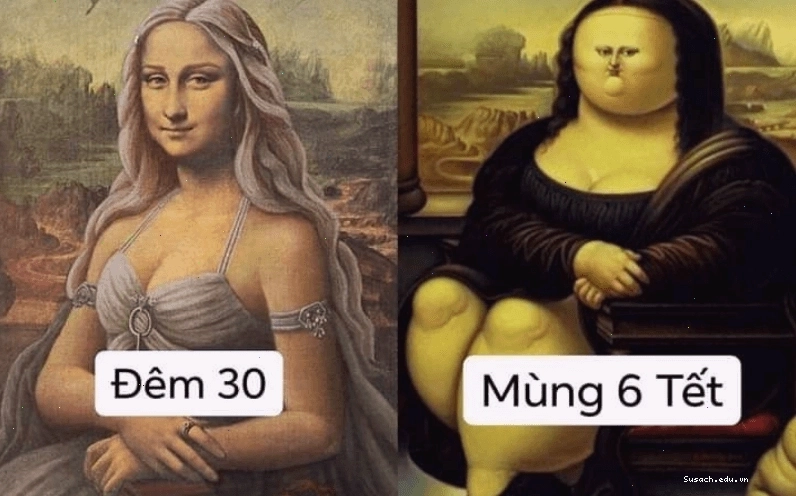 Ảnh meme tết hài hước về chủ đề tăng cân ngày xuân