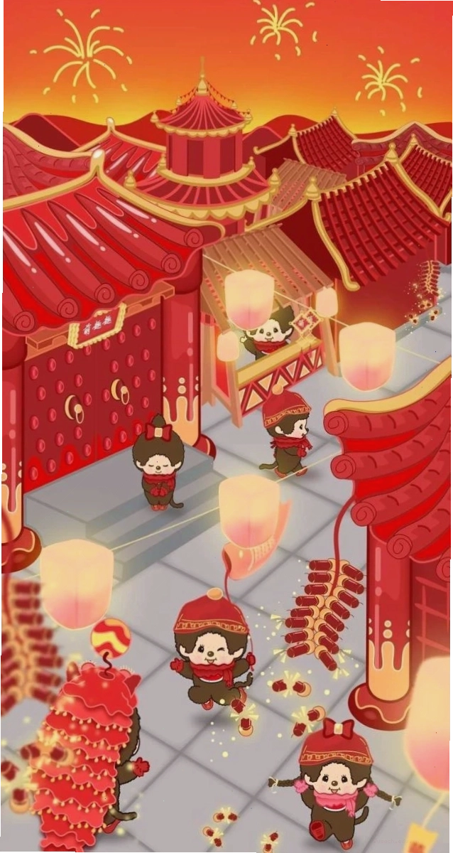 Ảnh nền điện thoại Tết anime cute