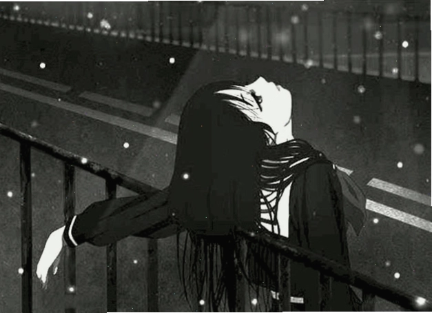 Ảnh nữ anime ngắm nhìn bầu trời xám xịt