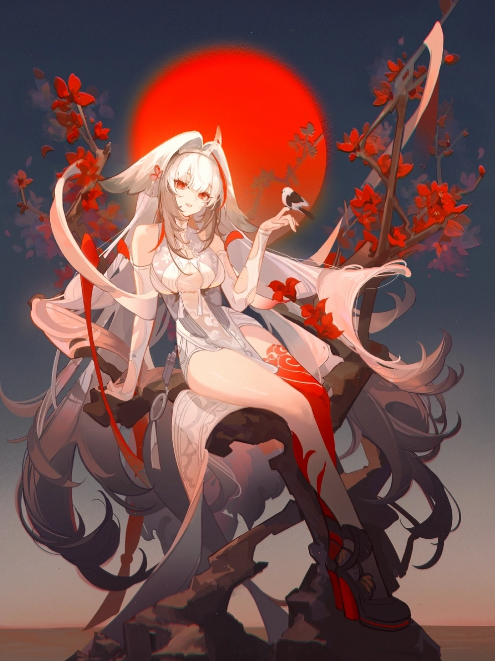 Anime mặt trăng với tông màu tím huyền ảo