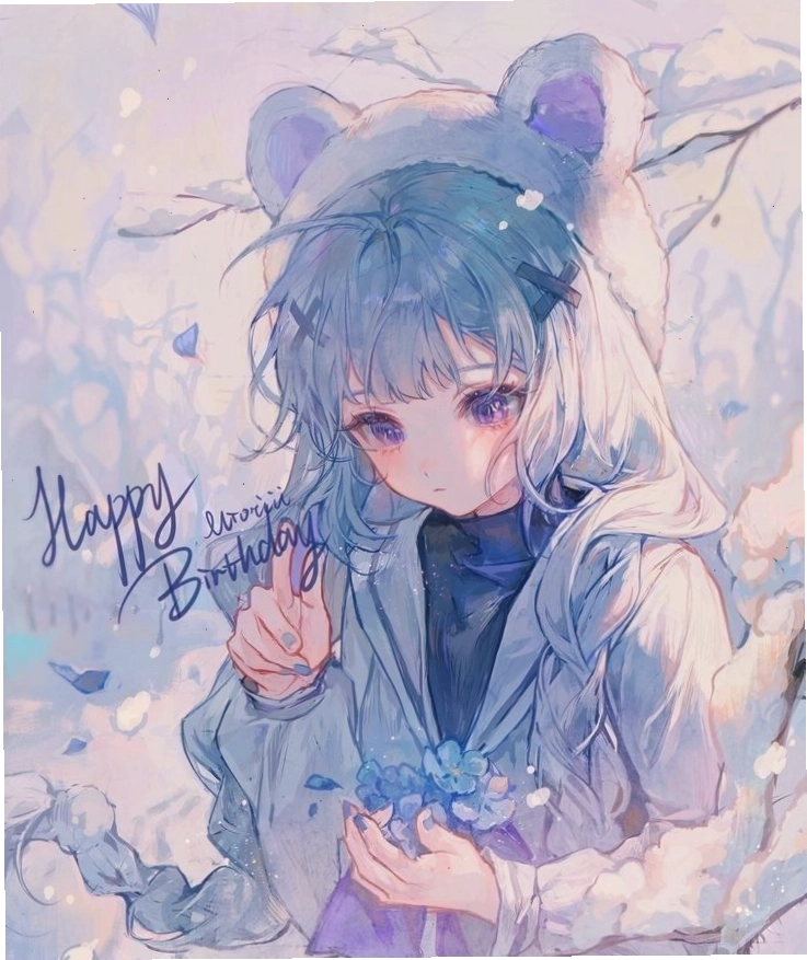 Anime nhân vật nữ với trang phục màu xanh dương nổi bật