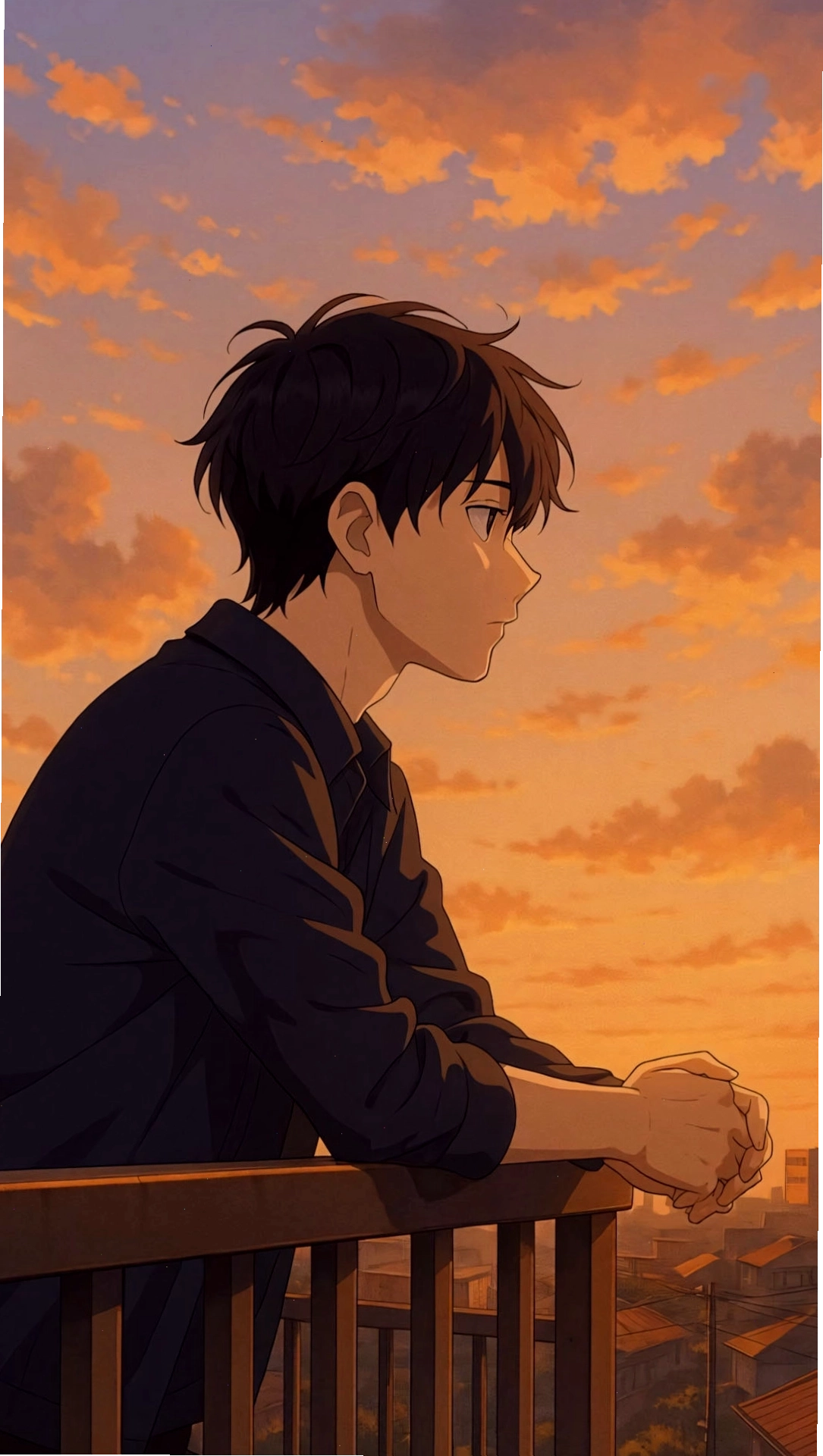 Avatar anime nam buồn với biểu cảm lạnh lùng, ánh mắt nhìn thẳng