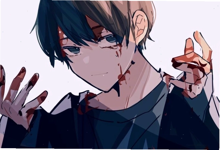 Avatar anime nam tóc xanh với ánh mắt tinh nghịch