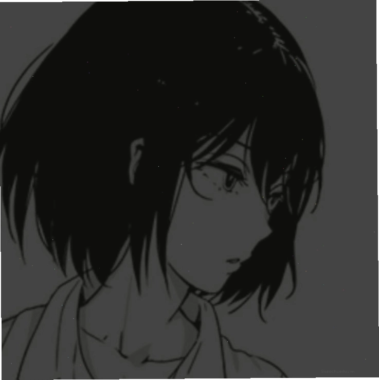 Avatar anime nữ buồn trắng đen thể hiện sự cô đơn và suy tư
