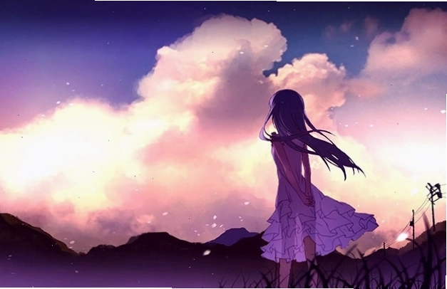 Avatar anime nữ buồn trong ánh hoàng hôn