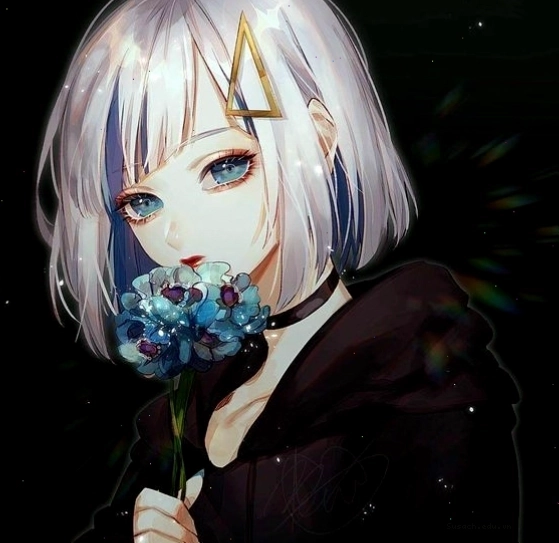 Avatar anime nữ ngầu với ánh mắt sắc lạnh và mái tóc bạc