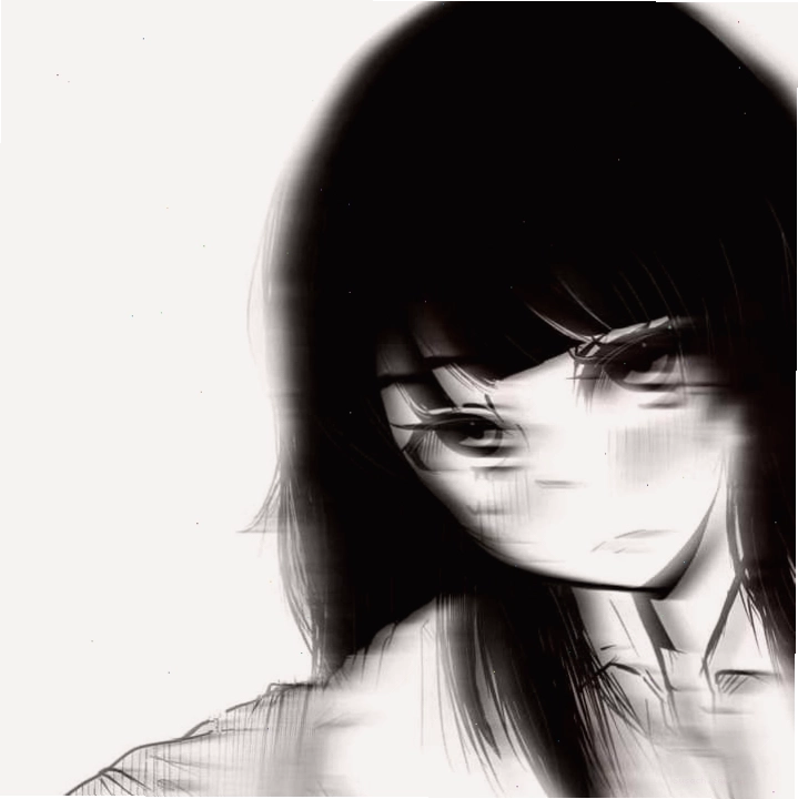 Avatar anime nữ trắng đen sáng với nét vẽ tinh tế và hiệu ứng ánh sáng huyền ảo