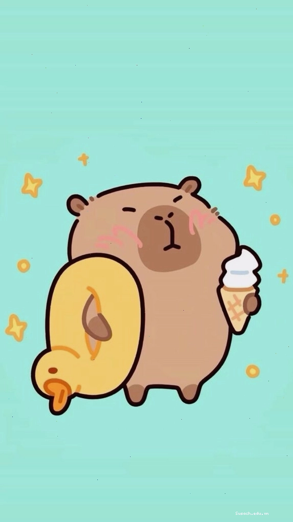 Avatar hài hước Capybara cõng vịt vàng trên nền xanh