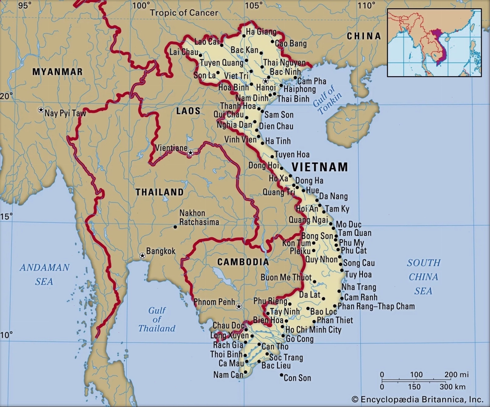 Bản đồ Việt Nam thể hiện vị trí địa lý