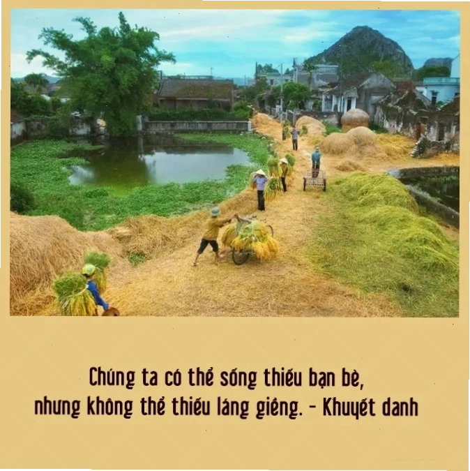 Cảnh sinh hoạt cộng đồng vui vẻ tại làng quê