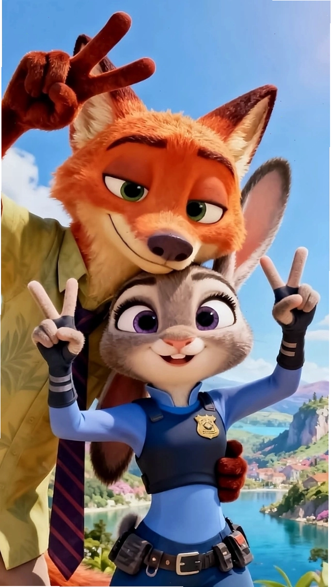 Cặp đôi cáo và thỏ trong Zootopia trên hình nền điện thoại