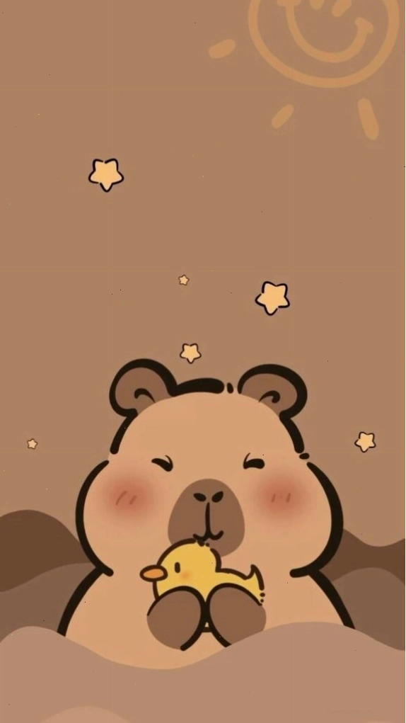 Capybara ôm chú vịt vàng, vẻ mặt vẫn đơ