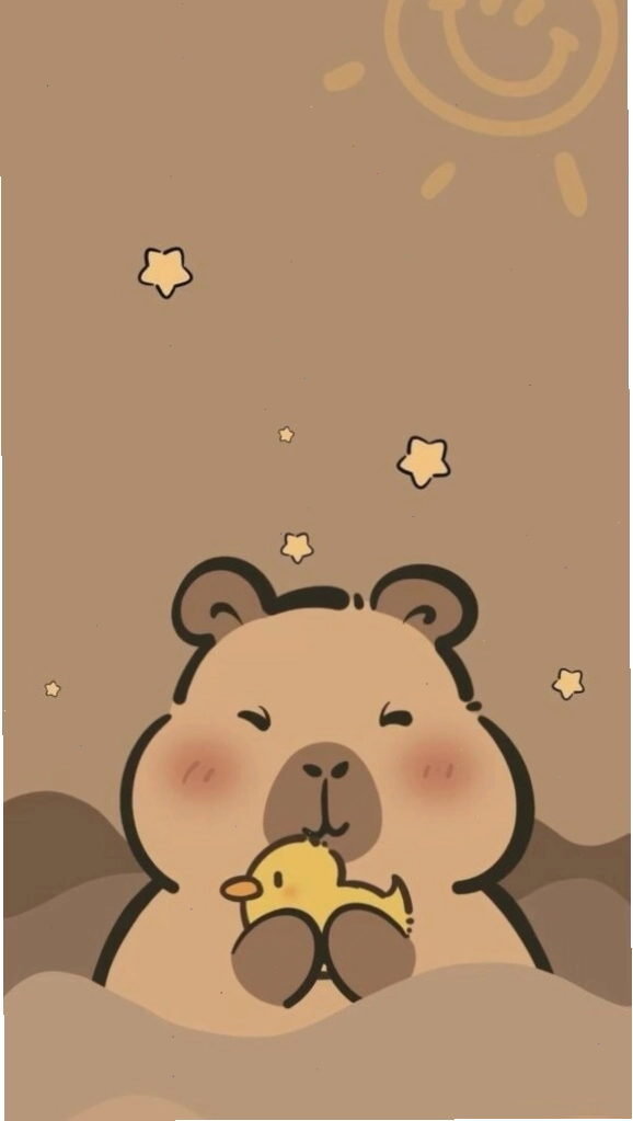 Capybara ôm chú vịt vàng, vẻ mặt vẫn đơ