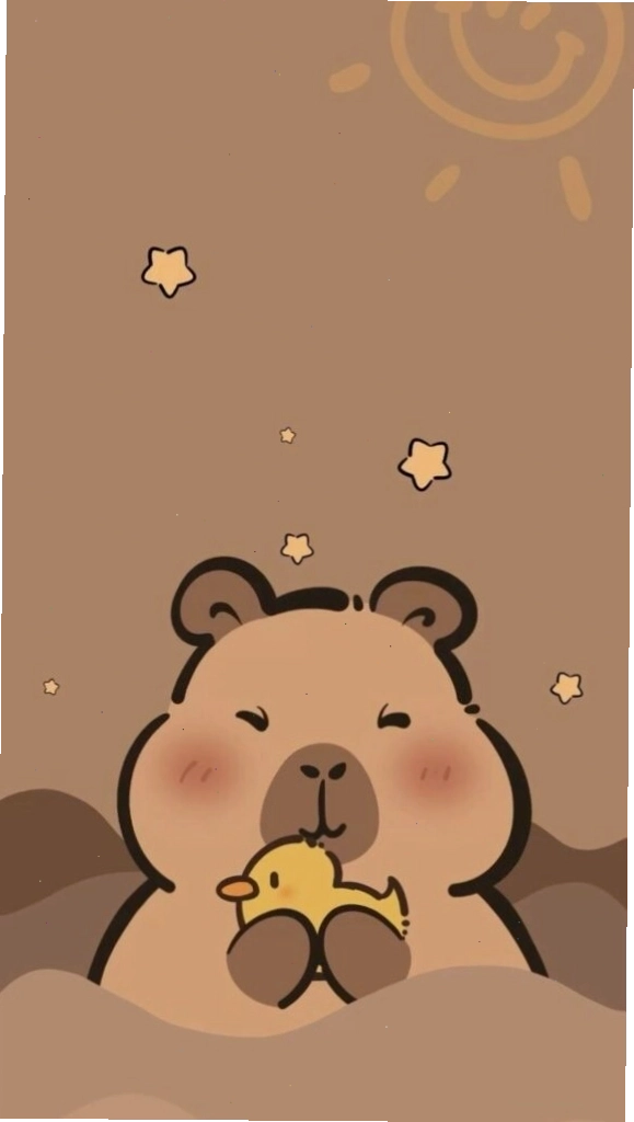Capybara ôm chú vịt vàng, vẻ mặt vẫn đơ thể hiện sự vô tri