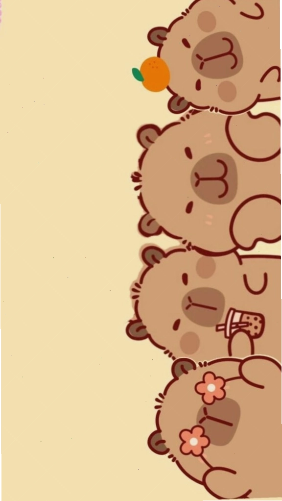 Capybara xếp hàng vô tri, đáng yêu