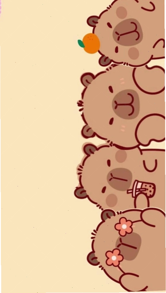 Capybara xếp hàng vô tri, đáng yêu