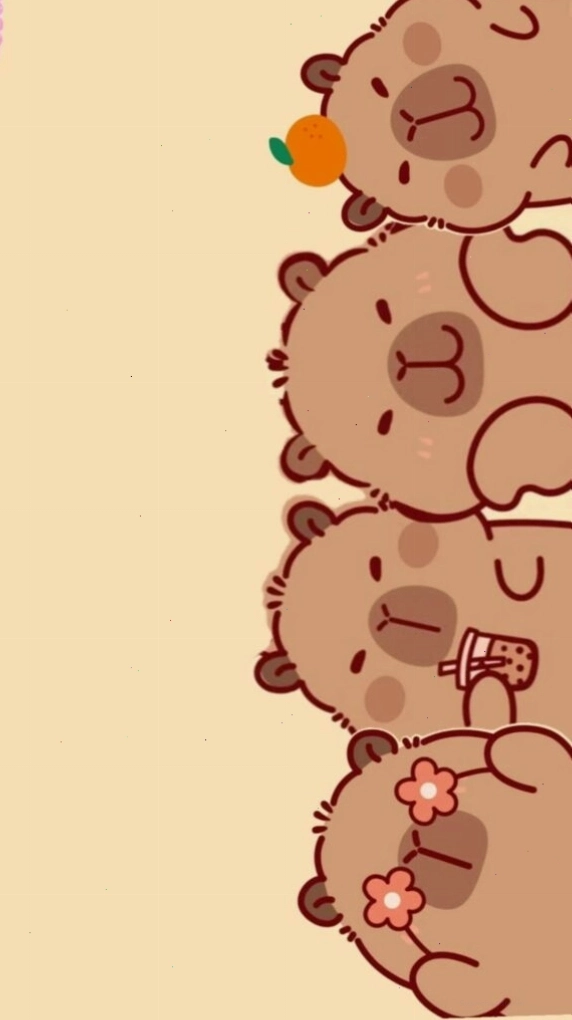 Capybara xếp hàng vô tri, đáng yêu