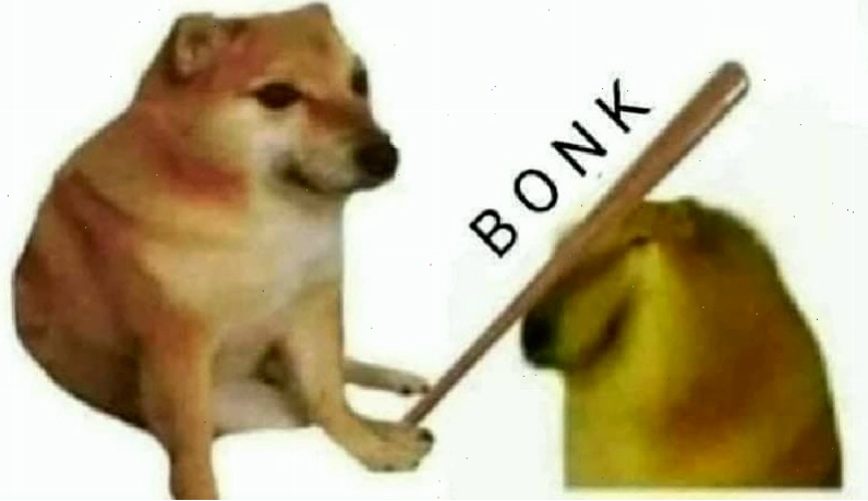 Cheems cầm gậy bóng chày dán bạn Bonk