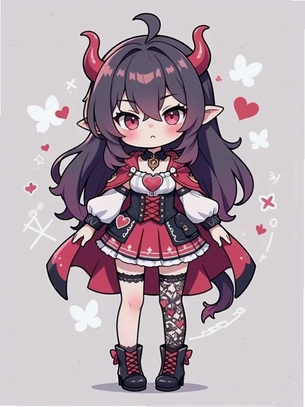 Chibi nữ ngồi trên vầng trăng khuyết, tay cầm một cây kem