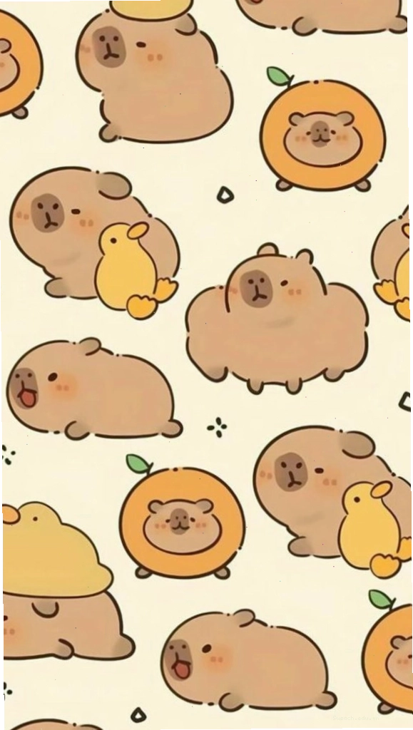 Đàn Capybara và chú vịt vàng vô tri trên nền xanh